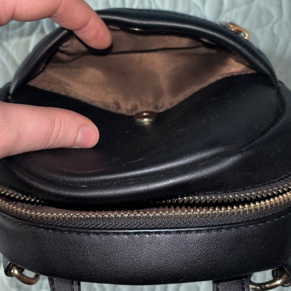 Faux Black Leather Backpack / Purse - Picture 5 of 15
